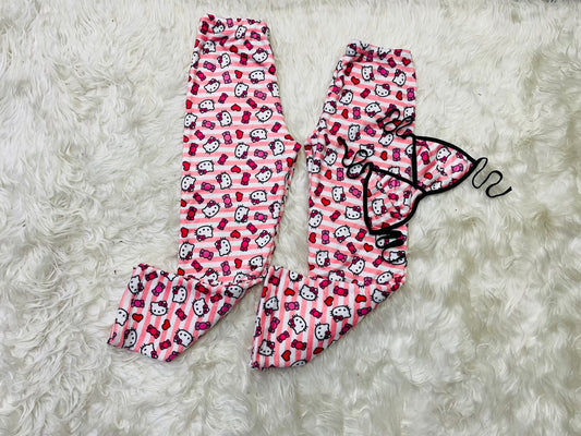 Striped Hello kitty plush pijama duo